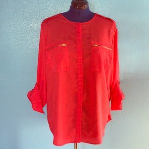 Premise Studio 2X coral button down top